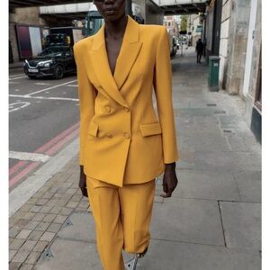 Zara Mustard Blazer and Pants Set